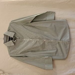 Womens Lands End Size 4 Wrinkle-Free Broadcloth Dress Shirt in Green Stripes